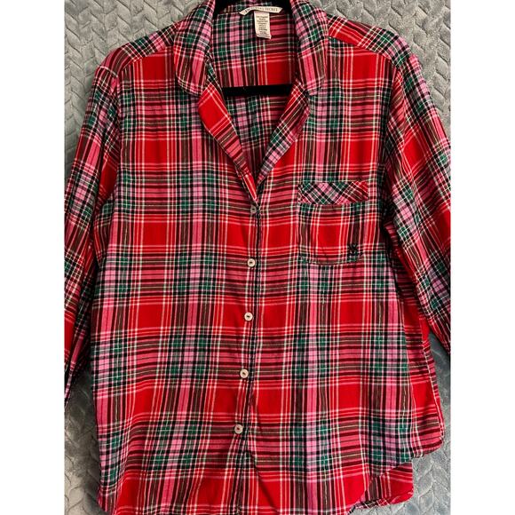 Victoria's Secret 2 pc Holiday Pj's Size S Festive Red, Green and Gold Plaid - Picture 5 of 8